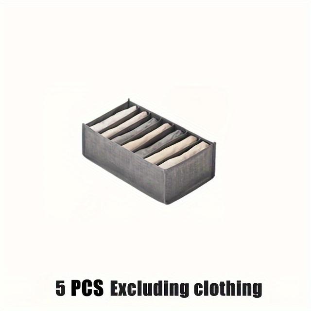 TEMU 5sets Storage Box Gray Large Compartments, Versatile Storage Organizer With Grids, Wardrobe Container