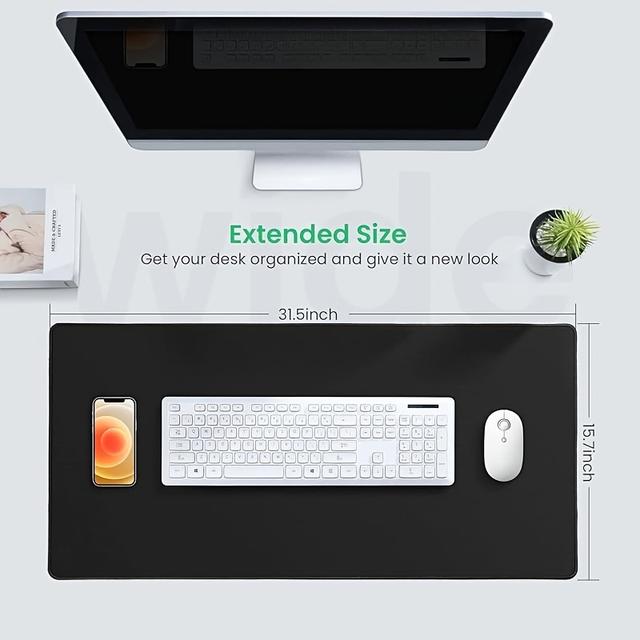 TEMU Gaming Mouse Mat Large Size (800×400×2.5mm) Extended Mouse Pad Water-resistant Non-slip Rubber Base, Special-textured , Durable Edges, Support For Computer, Pc, Laptop - Black