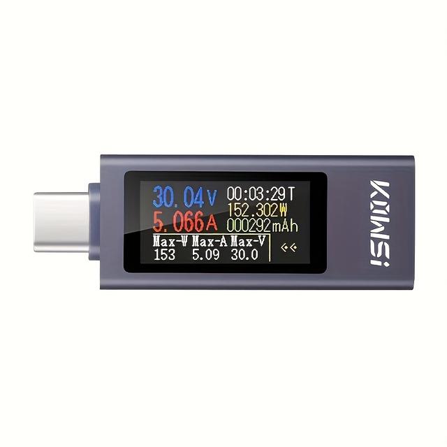TEMU Kws-2302c Type-c Current Voltage Tester | Mobile Phone Charging Detector, Supports 12a , 4~30v, Metal