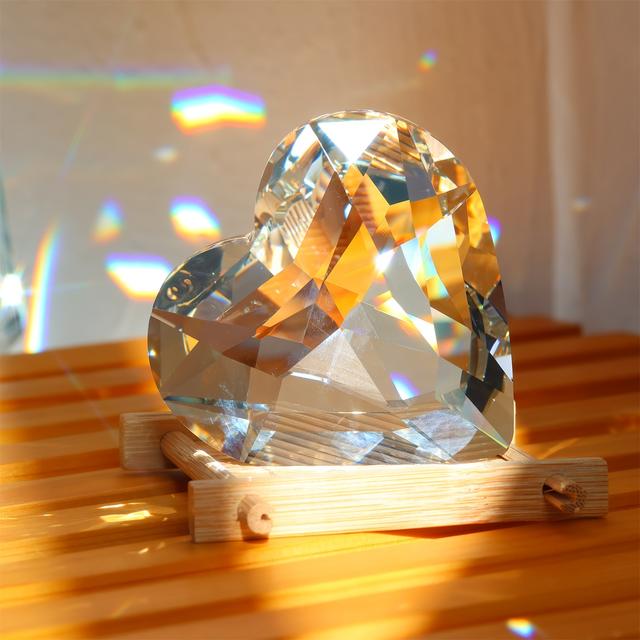 TEMU Extra Stor 8cm Kristallhjärta Prydnad - för Alla Hjärtans Dag & Dag, Glas Skrivbordsdekoration