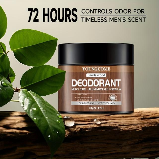 TEMU YOUNGCOME Sandelträ Deodorant – Herrvård, Aluminiumfri, Lätt, -fettig, 72 Timmars Hållbar Doft, Designad för Män 40g/70g