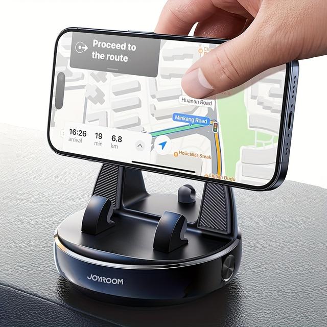 TEMU Car Phone Holder Mount - 360° Rotatable Dash-mounted Holders, Non-slip Silicone, Abs, Waterproof, Heat Resistant, Spring Snap Design For Iphone, & Smartphones