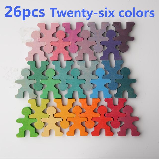 TEMU 26 Stück Holz Bunte Starkmann Stapelfiguren / Fokus Training Eltern- Tischspiel Kreatives Lernspielzeug Balance Blöcke