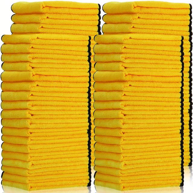 TEMU 40pcs Golden Microfiber Towels, 16" X 16" - Ultra Soft, Absorbent Cleaning Cloths For Cars, Drying & Polishing - Durable Supplies