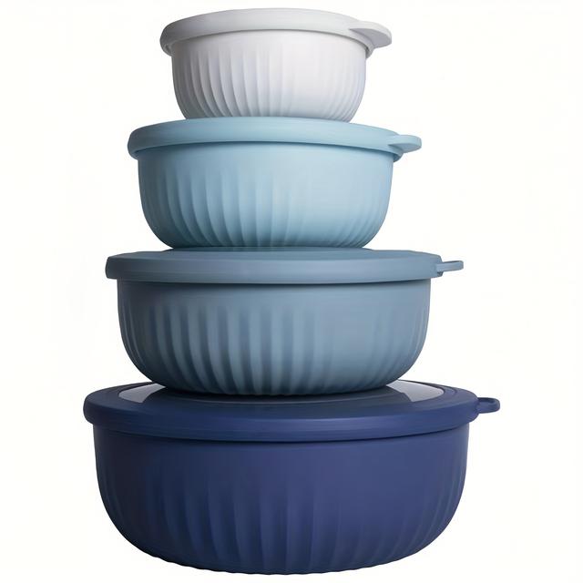 TEMU 4pcs/set Large Capacity Refrigerator Storage Containers, Fresh-keeping Boxes For Meat, Vegetables, And Eggs With 4 Different Sizes, Food-grade Material,