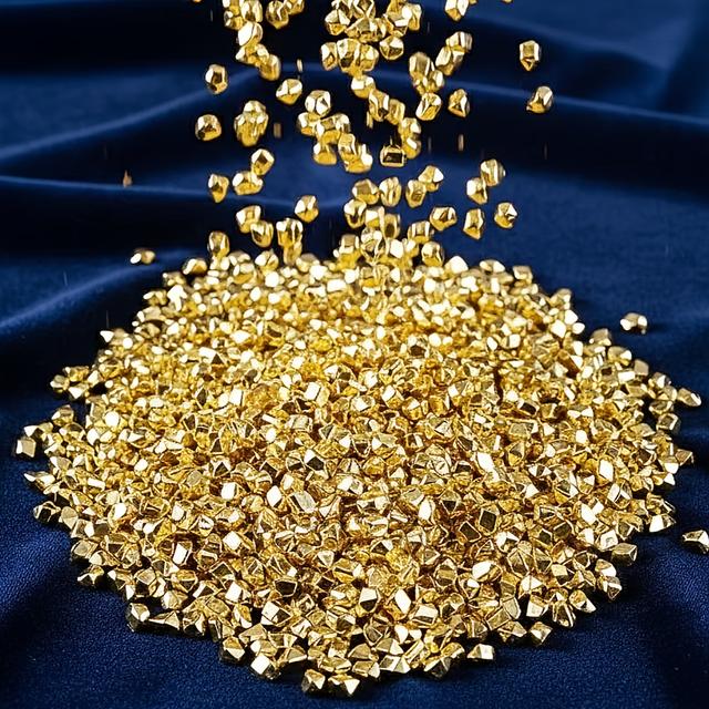 TEMU 200pcs Realistic Fake Golden Nuggets - Handmade Acrylic Golden Nuggets With Ice Shape , Sparkling Diy Crafts, Luxury Gift Decorations Suitable For Home, Making & Costume Props