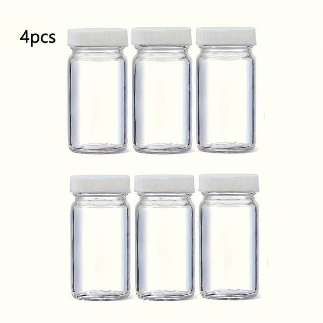 TEMU 4/6-pack, 2oz Glass Shot Bottles With Black Caps - Small Clear Bottles, Travel Essential Mini Bottles, Ideal For Ginger, , Juice, Samples, Whiskey