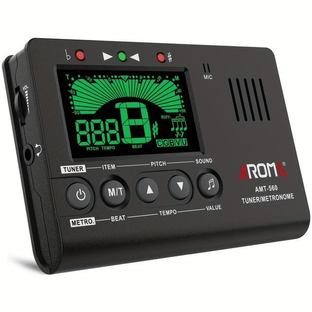 TEMU Aroma Amt-560 Guitar Tuner, Electronic Metronome, Folk Guitar, Ukulele, Violin, Tuner, Chinese Musical Instrument Tuner, Rhythm And Pitch Setter, , Batteries Not Included