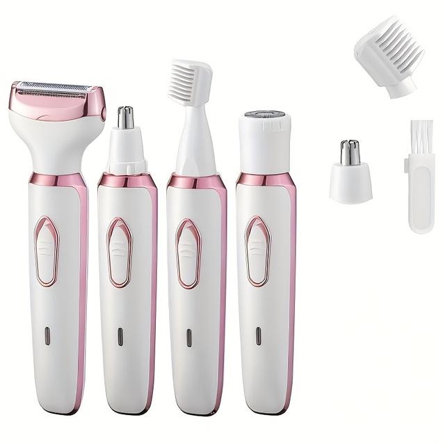 TEMU 4-in-1 Electric Hair Remover, Multifunctional Epilator Set For Women – Bikini Trimmer With Usb Rechargeable Portable Shaver. Suitable For Eyebrows, Nose, Face & Legs. Perfect Gift Idea