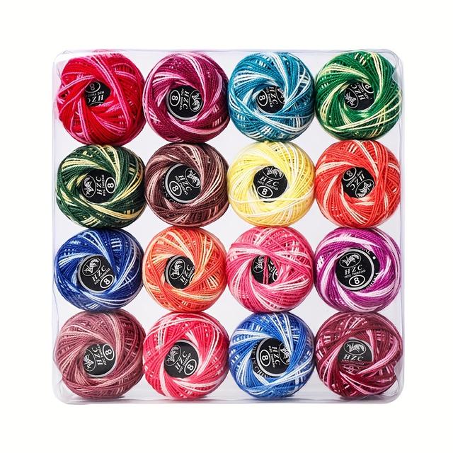 TEMU 16pcs Cotton Thread Balls Colors, Packaged Embroidery Thread For - And Sewing Projects