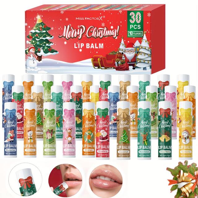 TEMU Premium Geschenkbox Lippenbalsam 30 Stück/Box Lippenbalsam-Set Lang anhaltende Feuchtigkeit, Aufhellende Lippenhaut Weihnachtsgeschenk Frauen Valentinstagsgeschenk Party Neujahrsgeschenk