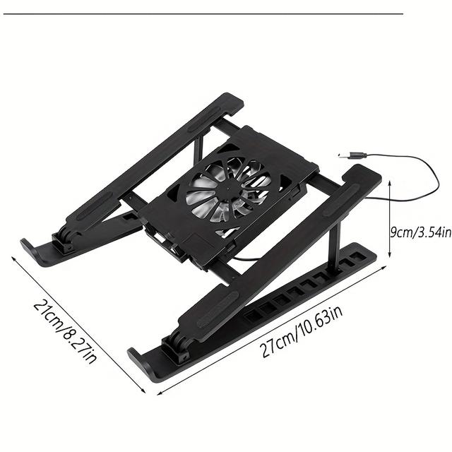TEMU Ergonomic Adjustable Laptop & Tablet Stand - Multi-angle Cooling Stand With Quiet Fan Disipation, Portable Desktop Holder For Gaming, Streaming, , Home Office Use
