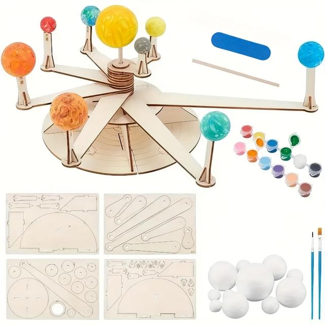 TEMU مجموعة كرات فوم لإنشاء نموذج النظام الشمسي، تتضمن كرات بوليسترين للكواكب، 12 لونًا من الطلاء، 2 فرش، أعواد خيزران، كرات حرفية لعيد الميلاد، لوازم فنية، مناسبة لمشاريع المدرسة، مهام الجغرافيا