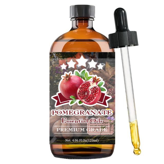 TEMU Pomegranate Essential Oil In A 120ml/4.06 Fl.oz Bottle, Suitable For Use As A Perfume Oil. And Of Care Grade, Ideal For Nail, Hair, And Skin Treatments, As Well As For Massages, Humidifiers