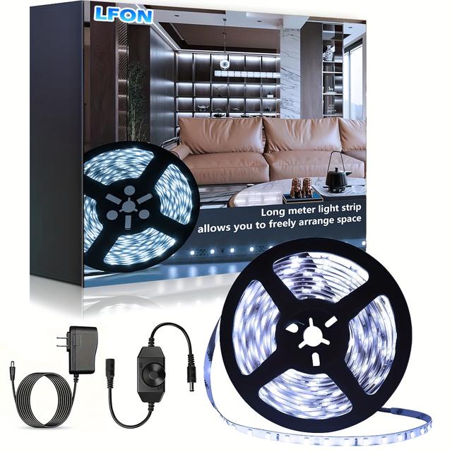 TEMU Dimmable Led Strip Lights In 3000k Warm White And 6000k White, Featuring 120 Leds Per Meter At 24v, Perfect For Decorating Kitchens, Under Cabinets, And Bedrooms