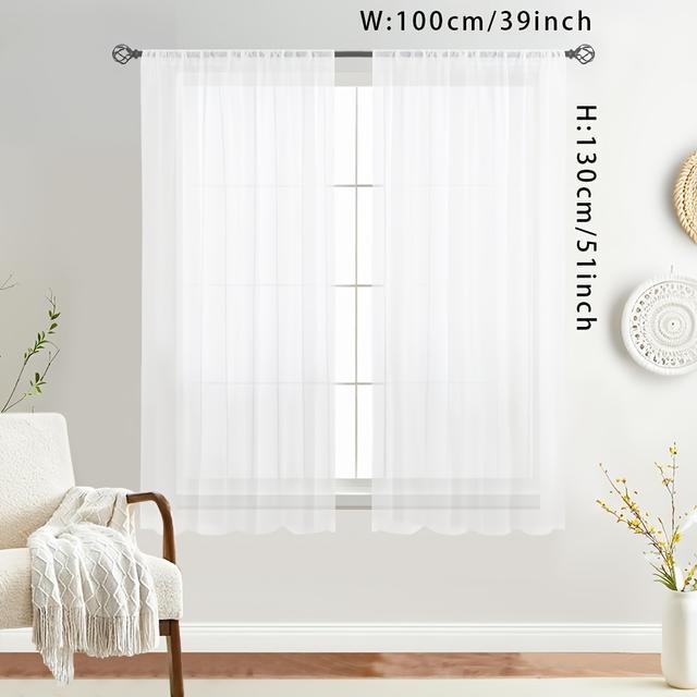 TEMU Cortinas Voil Básicas de Bolso para Varão para Varanda, 2 Peças, Branco - Perfeitas para Sala, Quarto, Cozinha e Banheiro!