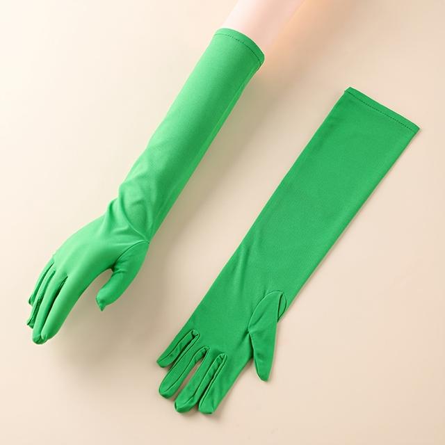TEMU Pair Of Green Long Gloves For Women's 's Day Ball