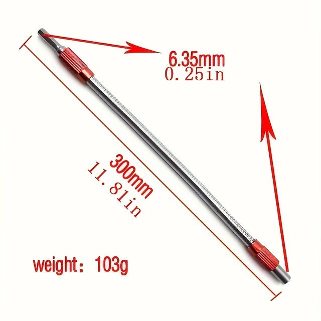 TEMU . 300 mm farbiger Universalgelenk-Bit mit Sechskant-Schäftung für Metall, flexible Welle, richtungswechselnder Schraubendreher-Bit mit Verlängerungsstange