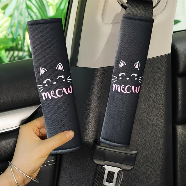 TEMU 2pcs Of Car Seat Belt Shoulder Pads Featuring Cute Cats, Suitable For Men And Women. Decorative Additions Fit Most Car Models And Make A Perfect Gift For Who Love Their
