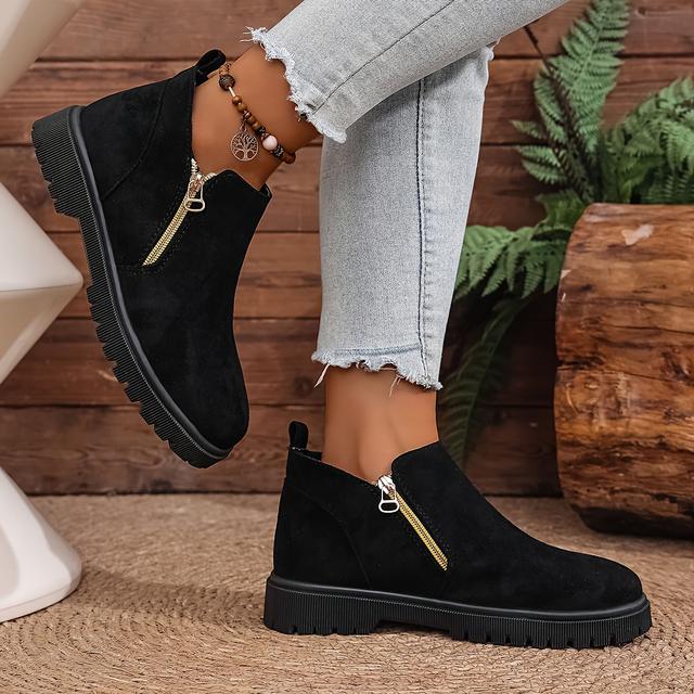 TEMU 070-1 Black Velvet Women's Ankle Boots, In 11 Sizes, Lace-up Round-toe Casual Sneakers, Made Of Synthetic With Fabric Lining And Insoles, Suitable For All , Style, Perfect Gift., Women Shoes