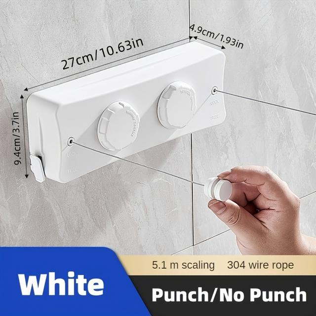 TEMU Cabide Retrátil de Resistência - Aço Inoxidável de 200.79 Polegadas, Dupla para Roupas /Externa, Adequado para Varanda e Quarto Aluguel, de Aniversário ou Dia das Mães, 1 peça