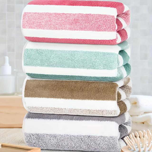 TEMU 4pcs Oversized Striped Towel Set - , Quick-drying, Luxurious For Home, Gym, Spa, 55x27 Inches, Bohemian Style,