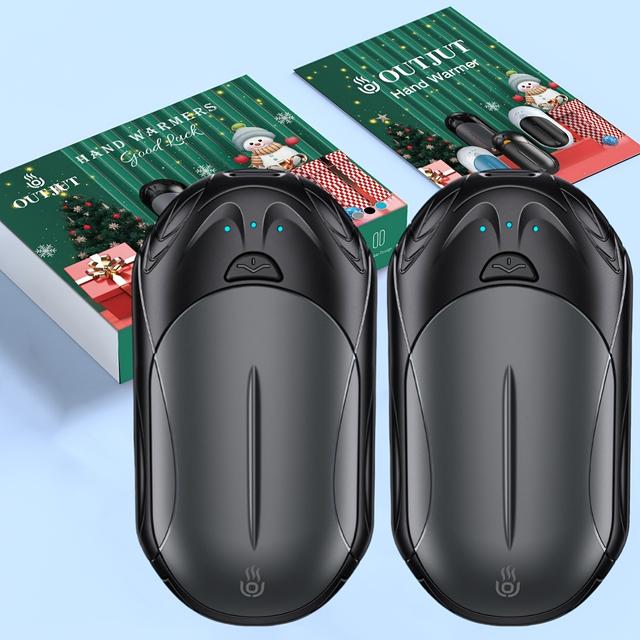 TEMU 2 Pack Hand Warmers, Rechargeable Electric Portable Hand Warmers, 2 In 1 Electric Portable Pocket Heater 6000mah With 12hrs Gifts Double-sided Heating For Camping, Outdoor, Pet Heater