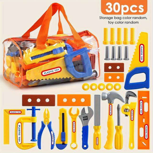 TEMU 10/19/30 Stück Familien-Spielzeug-Werkzeugkasten-Set mit Schraubendreher, Simulierte Werkzeuge für Kinder, Geeignet für Interaktives Spielen von Jungen und Mädchen zu Hause, Geburtstagsgeschenk
