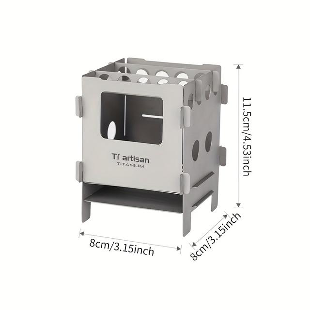 TEMU Tiartisan 1 Tiszta Titán Kempingfőző, Könnyű és Hordozható Összecsukható Faégető Főző, Kompakt Tűzifa Főző Kültéri Túrázáshoz és Túléléshez, Kizárólag Főzéshez.