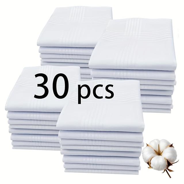 TEMU Herren-Taschentücher-Set mit 30 Stück – 100 % Weiches Baumwolltuch, 40 x 40 cm, Geschenkidee