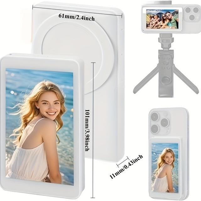 TEMU 20м Магнітний екран для телефону з передачею сигналу, монітор задньої камери для стрімінгу та відеозапису на TikTok, компактний , надійне передавання, пристрій для відео запису, для стримерів