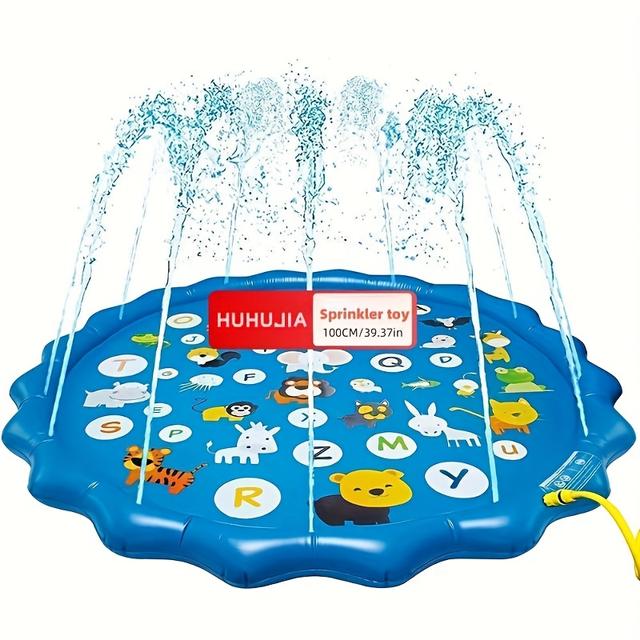 TEMU 100cm/39.37in Extra Large Size Luxury Outdoor Toy, Suitable For Aged 3/4/5 Years Old Toys, Summer Yard Lawn Water Play Toy, Portable Swimming Pool, 's Learning Toys , Cartoon Sprinkler Mat