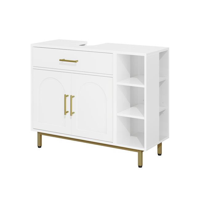 TEMU Hzuaneri Badezimmerschrank mit 1 Schublade, 2 Türen und 3 Ebenen Regalabteilung, weiß, verstellbare Ablage, 30 x 80 cm