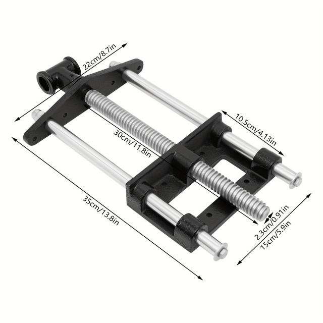 TEMU Insyoforeverec, 1pc Wood Vise, Front Pliers Vise, Manual Woodworking Vice, Black And Silvery, Used For Woodworking, Carving And Sanding, Metalworking, Woodworking Artwork , 35*22cm/13. 78*8. 66in
