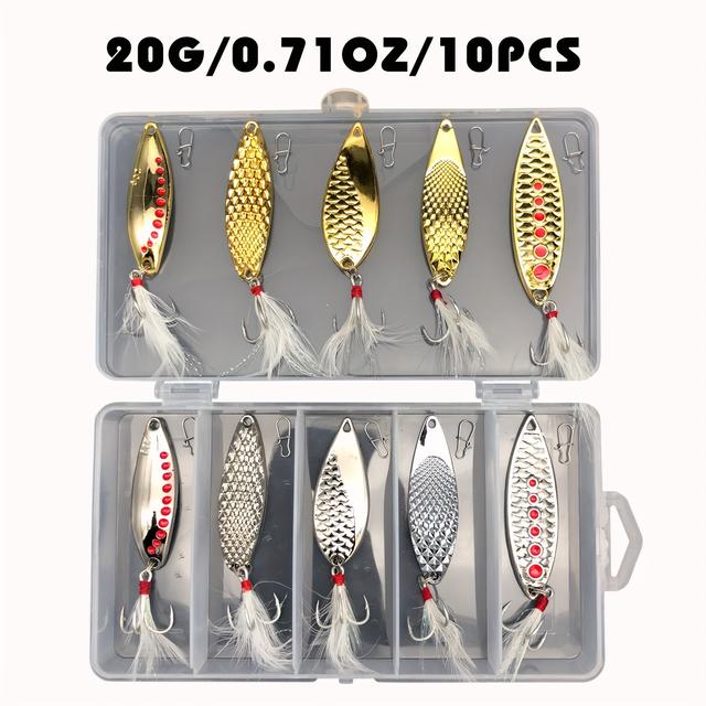 TEMU 10pcs/box Metal Spoon Fishing Lure Kit, Bionic Hard Bait For Bass Trout Salmon, Fishing Tackle