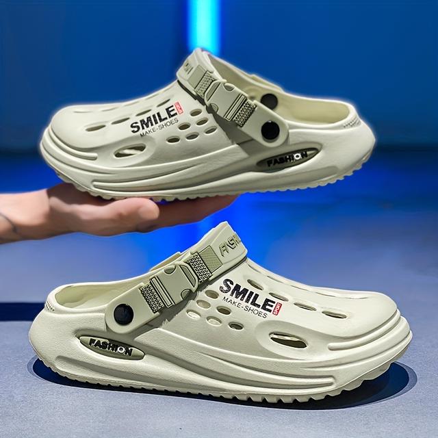 TEMU Férfi lyukacsos cipők, felbújós nyitott orrú szandálok, puha talpú sétacipők, kültéri kerti cipők és strand szandálok