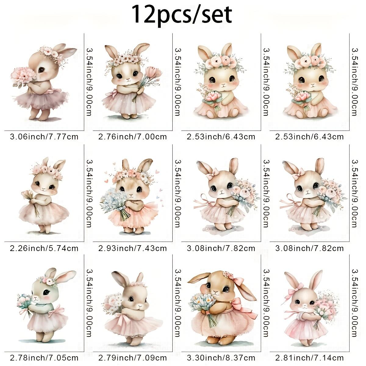 TEMU 12er-Set Ballerina Hase DIY DTF-Bügelbilder Waschbare Wärmeübertragungsdesigns Fertig zum Aufbügeln -Aufnäher für Kleidung T-Shirt Maske Jeans Rucksack