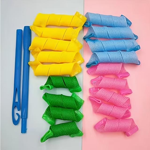 TEMU [Magické kulmy na vlasy] 20 ks sada magických spirálových na vlasy | Bezpečné kudrny pro dlouhé i krátké vlasy, DIY nástroje pro účesy pro ženy a dívky, sada na vlasy bez