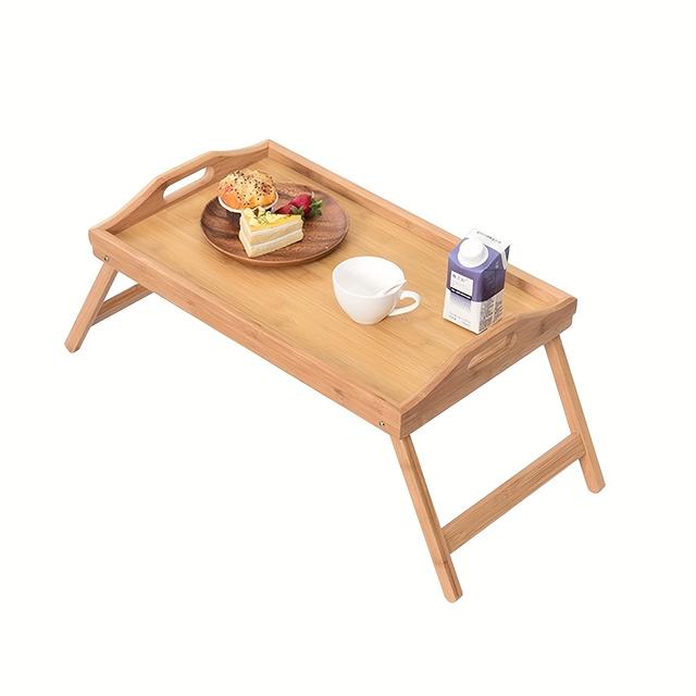 TEMU Eleganter Bambus-Bett-Tray-Tisch mit Klappbeinen – für im Bett, Fernsehen oder Laptop-Verwendung – Enthält Teller, Tasse und Vase mit Blumen – Ideal für Sofa- oder Bettdekoration, Bett-Tray-Tisch