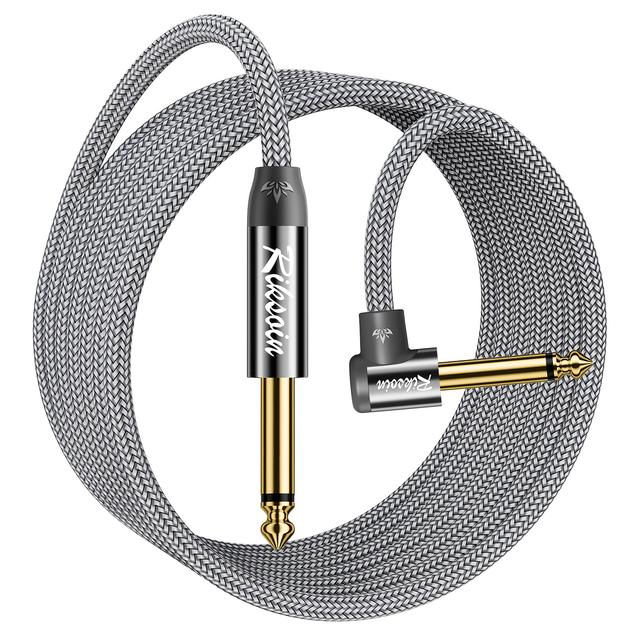 TEMU Riksoin Audio Instrument Cable, Amp Cable Compatible With Electric Guitar, Bass, Drums, Pedals, Amplifiers, Preamps, Mixers, Tuners, Speakers, Acoustic, Straight To Right Angle 1/4 Inch Cable