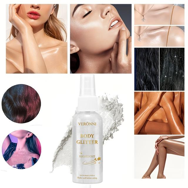 TEMU Glitzer-Highlighter-Spray, Gesicht Körper Schlüsselbein Haarspray, Party-Highlighter-Spray für Feiertage