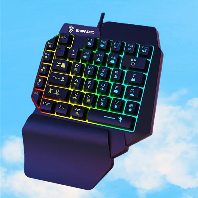 TEMU Klawiatura gamingowa z 35 klawiszami, z podświetleniem RGB, cienką konstrukcją i ergonomiczną strukturą, która umożliwia długotrwałe użytkowanie bez zmęczenia