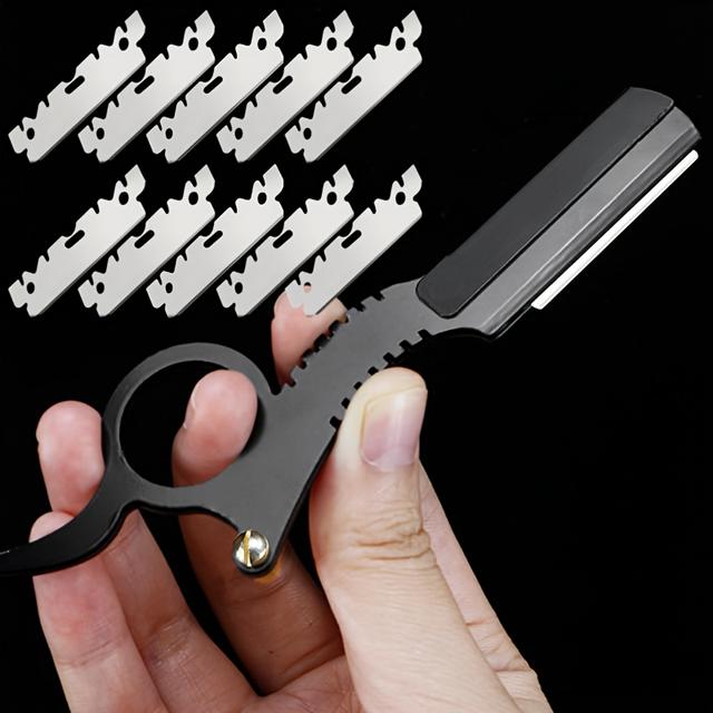 TEMU Xg Straight Razor Kit For Men, With Refill Stainless , Classic Vintage Look For Barber Razor Manual Shaving For Haircutting, Beard Shaping, And Eyebrow Trimming For Men