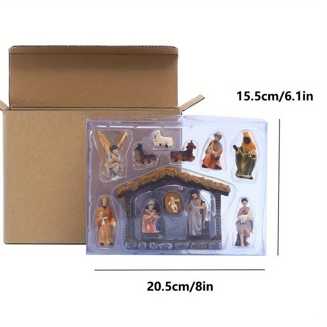 TEMU Christmas Manger Set Ornament Classical Jesus Birth Statue Decoration Christmas Gift