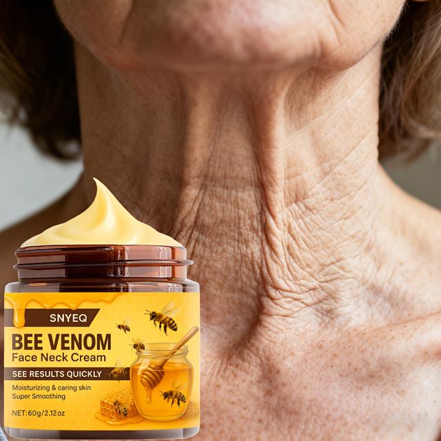 TEMU SNYEQ كريم شد الرقبة بسم النحل مع الكولاجين وحمض الهيالورونيك - نتائج فورية ومرئية في 3 دقائق، مناسب للعناية النهارية/الليلية لجميع أنواع البشرة، 60 جرام