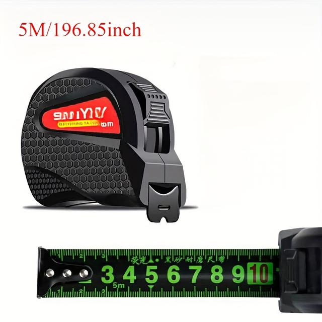 TEMU 흑색과 황금색 탄소강 측정 테이프 - 내구성, 파열 방지, 가정 및 산업용으로 이상적, 건설 측정 도구 | 현대적인 측정 테이프 | 금속 장식