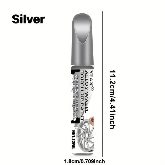 TEMU Universal Kit - Suitable For Silvery Wheels, Car Rim Scratch And Curb Damage Repair Paint Set, Includes Pen, Filler, And Polisher
