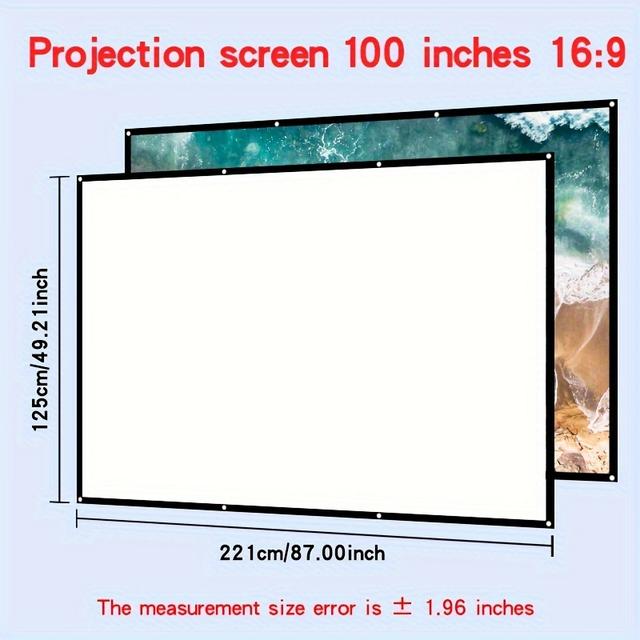 TEMU Double-sided Projection Viewing With 4k Soft Screen, 60/72/84/100/120/150 Inches, Space Saving, Easy To Clean, Projection Screen Ironed For Bedrooms, Living Room Movies, Large Screen Fabric