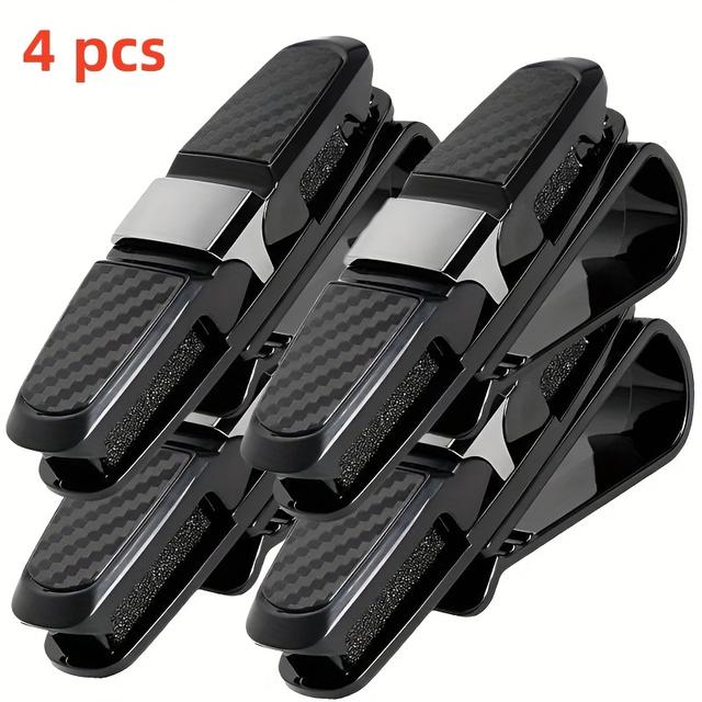 TEMU 4pcs Car Sun Visor Fashion Glasses Clips - Pvc, Portable Eyeglass Holder For All Vehicles
