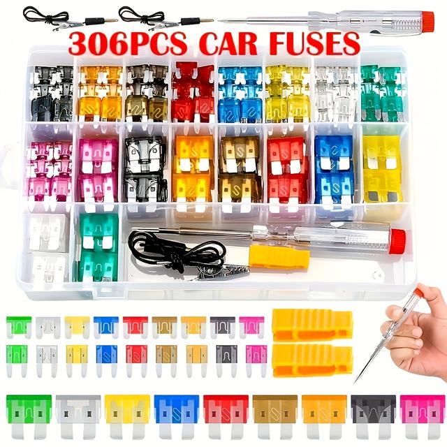 TEMU Specifications Of Automotive Fuses 5a/35a, Amplifier With Box And Clip Combination, Automotive Blade Fuse Set With Circuit Tester And Fuses